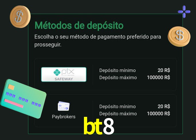 O cassino bt8 oferece uma grande variedade de métodos de pagamento